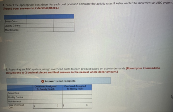 4. Select the appropriate cost driver for each cost pool and calculate the activity rates if Keller wanted to implement an AB