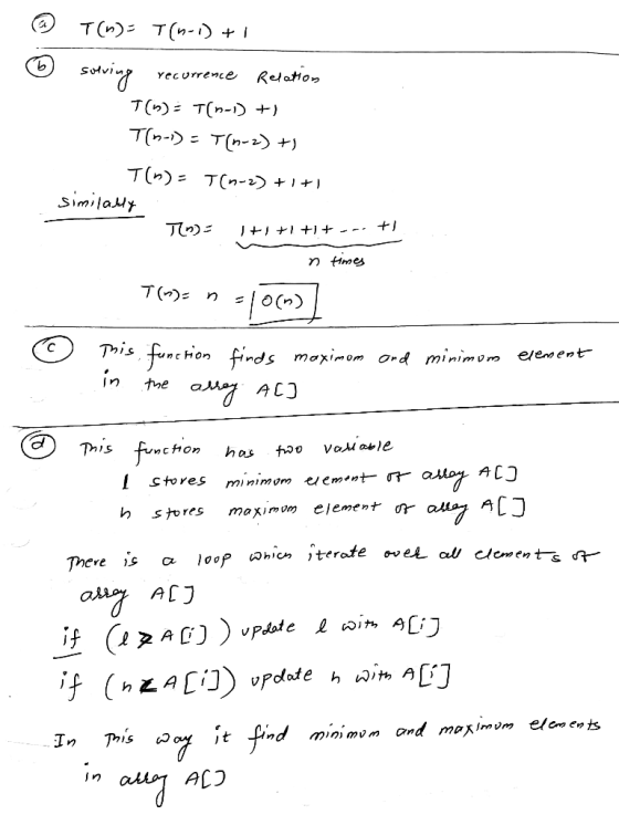 © T()= T(n-1) +1 6 suving recurrence Relation T(9) T(n-1) + T(n-1) = T(n-2) + T()= T(n-2) +1+1 similably = +1+1+1+1 .-- 1+ I