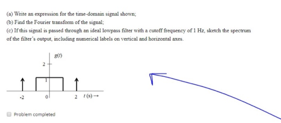 (a) Write an expression for the time-domain signal shown; (6) Find the Fourier transform of the signal; (c) If this signal is