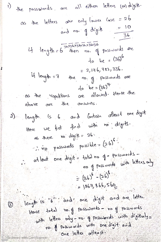 369363364367 1) the passwords are all either letters (on digits. as the letters are only lower lase = 26 S and no. of digits