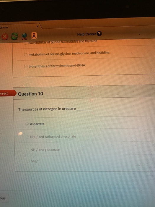 Canvas Ā Help Center? biosynthesis of purine nucleotides and thymine metabolism of serine, glycine, methionine, and histidine