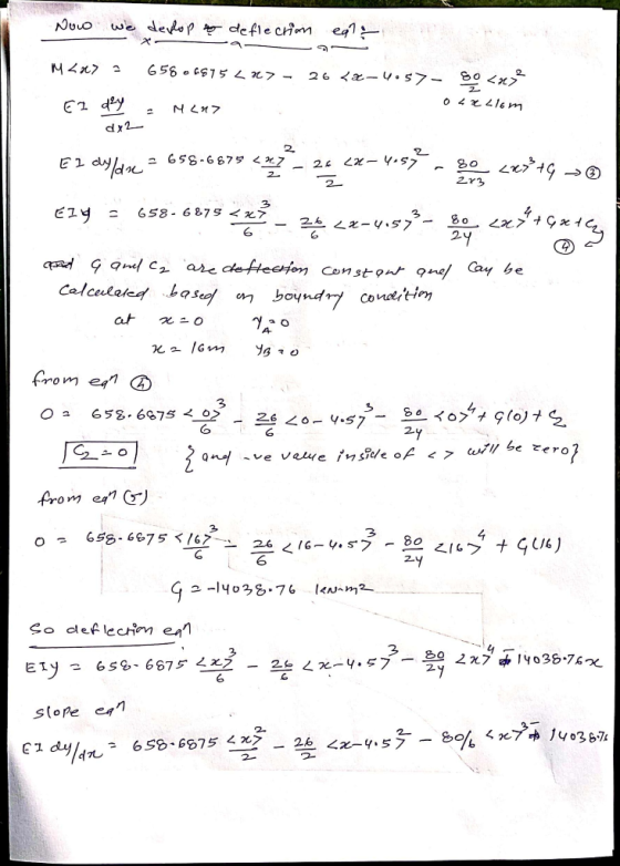 Now we deplop to deflecrion eq? M2x72 658 05975 <*> - 26 {æ-4.57- 80 <u>2 04221cm El d2y = Mau dx2 Ez dyldne = 658-6575 <2}}-