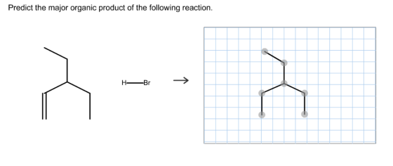 Predict the major organic product of the following reaction. H- -Br