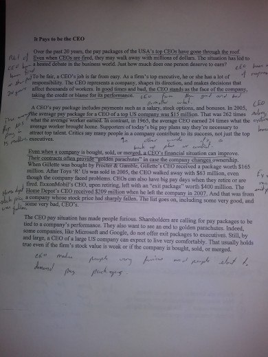 It wys to be the CEO I Over the past 20 years, the payp e s of the USAs CEOs have gone that the roof E CEOs are fired, they