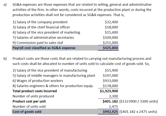 a) SG&A expenses are those expenses that are related to selling, general and administrative activities of the firm. In other