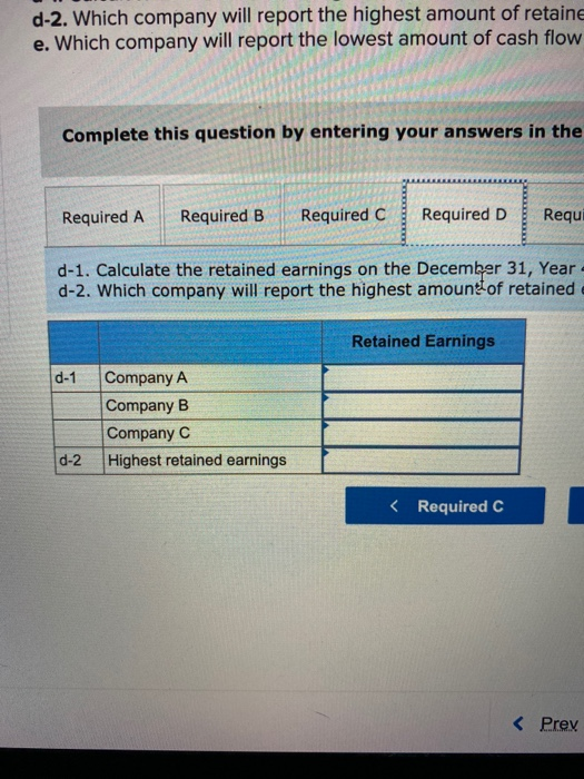 d-2. Which company will report the highest amount of retaine e. Which company will report the lowest amount of cash flow Comp