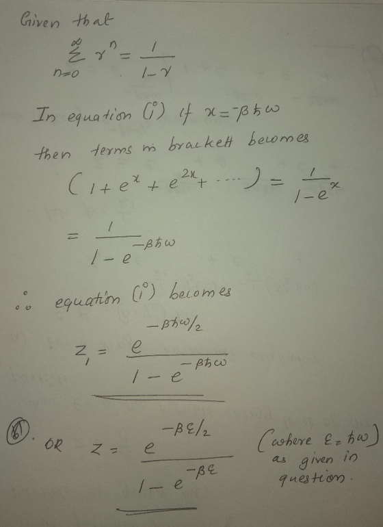 Given that no 1-v. In equation () if x=ßh w then terms in brackett becomes Citex + ( 24 .... ) = 2x -ßt w - e equation () be