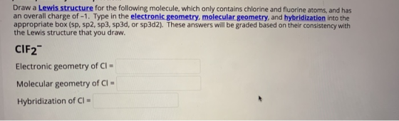 Draw a Lewis structure for the following molecule, which only contains chlorine and fluorine atoms, and has an overall charge
