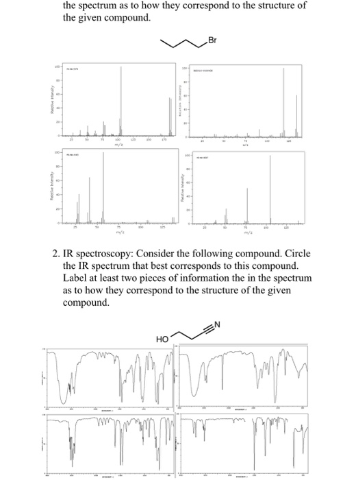 the spectrum as to how they correspond to the structure of the given compound. Br 2. IR spectroscopy: Consider the following