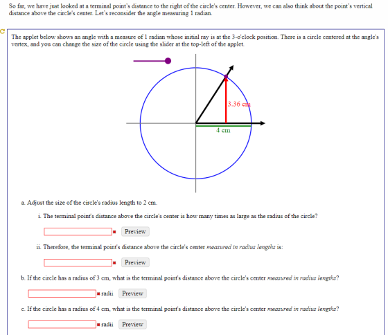 So far, we have just looked at a terminal points distance to the right of the circles center. However, we can also think ab