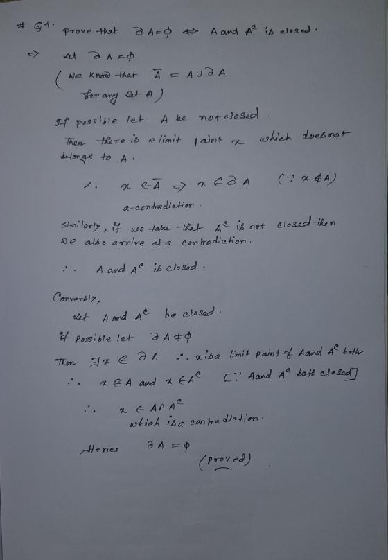 # 940 prove that Ə Asф 4 A and A is closed. set a Aso We know that Ã = AUDA for any set A) If possible let A be Then there is