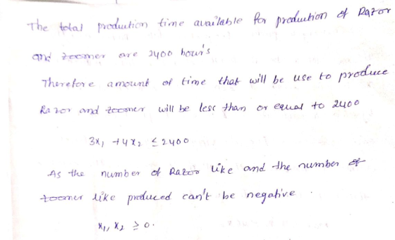 e elal pedutin time ailable eemer ae yoo houn herefere amount of time thak ill be ute to produce Rae, and tose/T will be lesc than См equal ,to 2uoo teemes like pduced cant be negahve