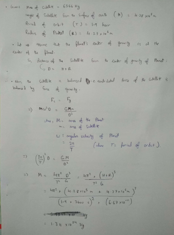 (niven : M-sa ofsakeu.te= 6366 Kg orbit (Tq hour erio Fo Fo 02 - 1.3 I ylo 21