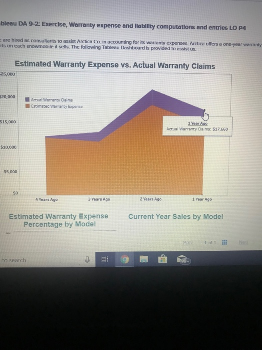bleau DA 9-2: Exercise, Warranty expense and liability computations and entries LO P4 e are hired as consultants to assist Ar