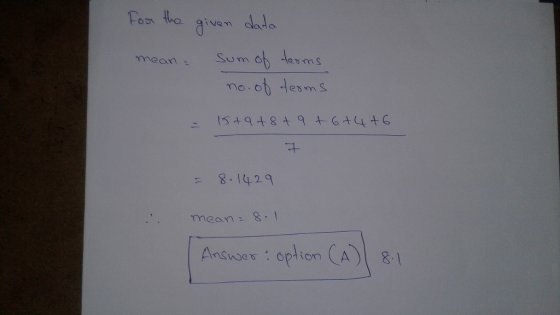ivon mean 8.1429 mean:&. Ansor :option CA8