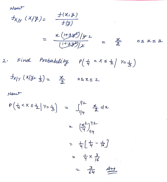 Now Xy (4/4)= 커y) F() V 시14 2. 1) 를 GPX 0 2. Find Probability Plt s X s X < / Y-) July 지냐 하 Rok OST 2 Now 12 P(x < < =) 출이지 특