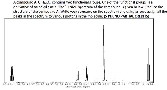 A compound A, C7H12O3, contains two functional groups. One of the functional groups is a derivative of carboxylic acid. The 1