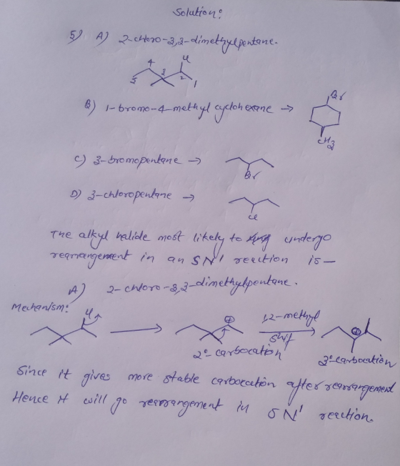 Selutien tane 41 - bromo-4-met The alkyl hlible most likely to ement in an S Mechan/sm: u Snce tt gives more stable caborceton e orgeme