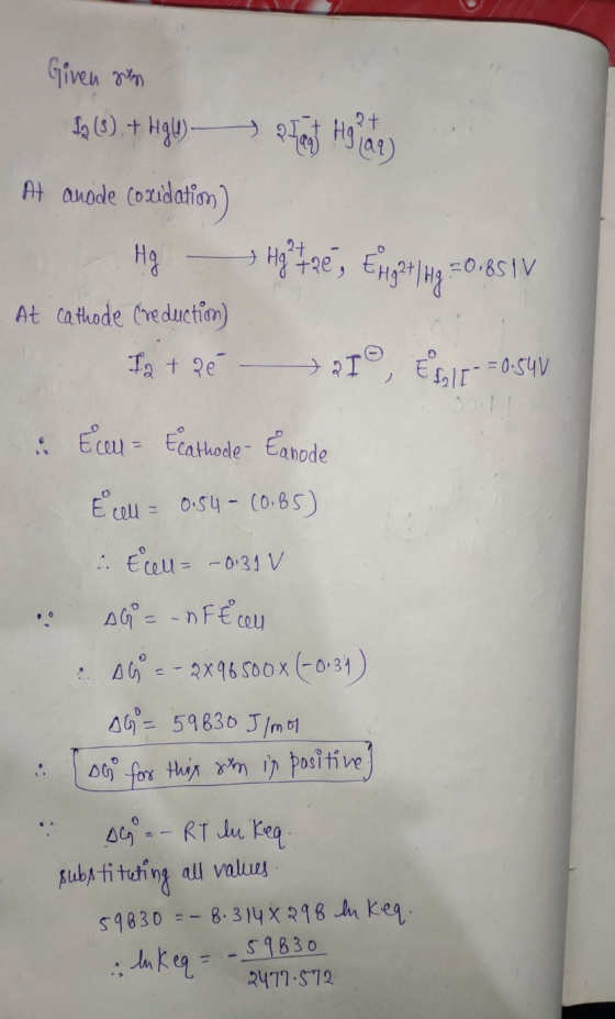 Given grun S2 (8) + High) Phant Honda At anode Coundation ) Hg – Hy? #ze, Mga+1+19 =0,85 \V At cathode creduction) Ia + Ré -