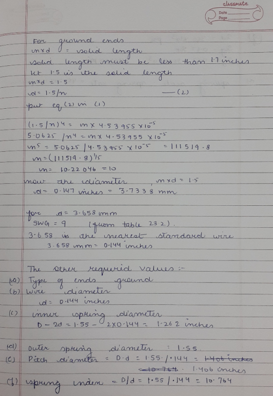 classmate Date Page ends For inad ground length must solid length solid length be than llinches solid ht 1.5 us mxd = 1.5 vd