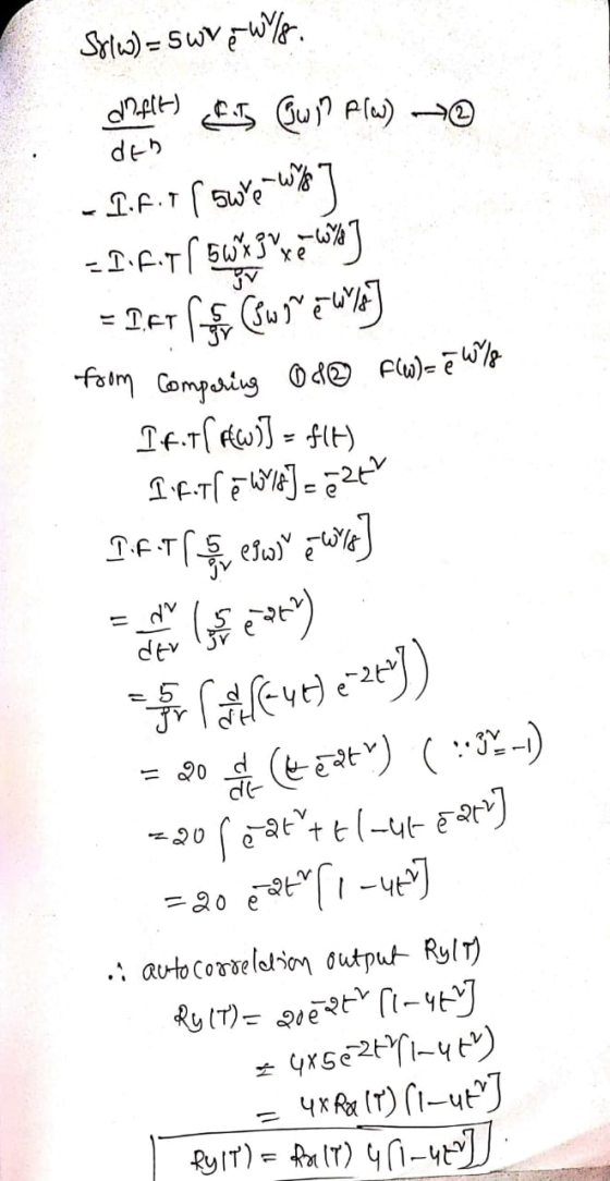 S8/w) = 5wv & W/S. dett) Els Qu? Alw) deh. - I.F.Taswe wy 7 TET BL 3,930 = D.AT VE CW TOWEJ from Comparing Od F(W) = ē W/ If.
