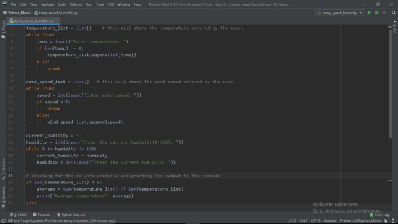 PC - 0 ě x a temp_speed_humidity 4: Run I 1: Project oo vane wn File Edit View Navigate Code Refactor Run Tools VCS Window He