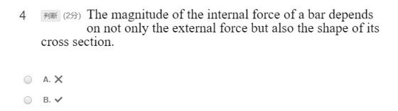 4. ##(24) The magnitude of the internal force of a bar depends on not only the external force but also the shape of its cross