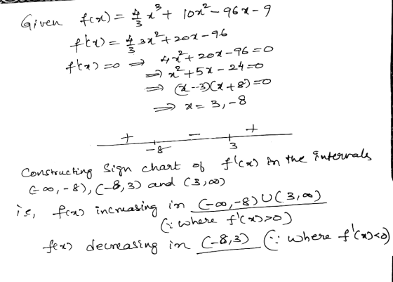 Given f(x) = 4x + 100²-968-9 fkucar 3x²+20x-96 fkasso x²+200-96=0 +5% - 24-0 --3)(x+8)=0 21 = 3,-8 2 a + t 3 Constructing Sig