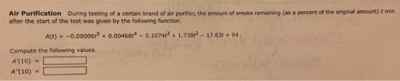 Air Purification During testing of a certain brand of air purifier, the amount of smoke remaining (as a percent of the origin
