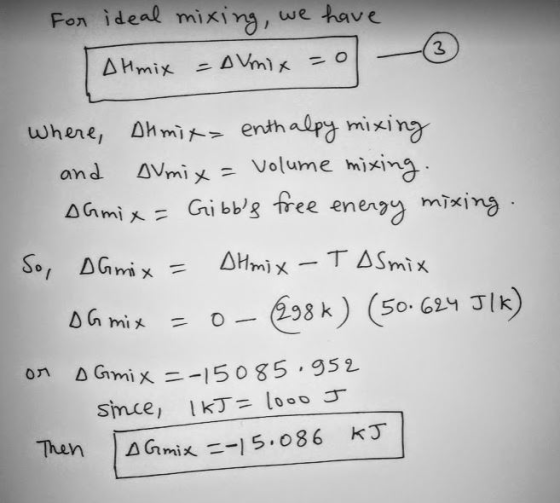 Fon ideal mixing, we have 3 AVmik AHmix whene, Ohmi enthalpy mixing AVmi Volume mixing and mixing Gi bbig free Gi bb8 eneny