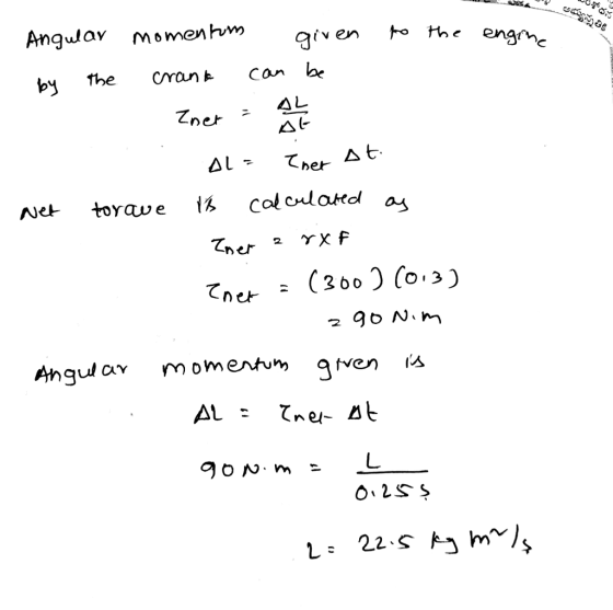 Angulav momenom given to the engner by Thecrancan be ne -