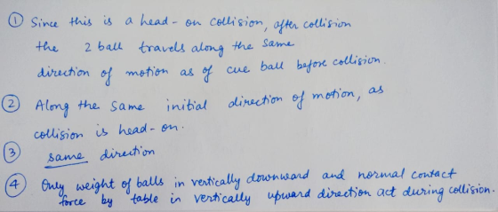 Since this is a head- on cellision, ofe coli srim thre 2 ball travels alm the direchon metion an 엿 cure bau baton ② Alm, the Same mehin, as ma nibal oluirechom cellision is head- on Same direuhm drwnwand and hermal coutact 4 Gwa weight 멍 balls in vetically rte by tosle in venrticalty upruard diracsn act duving celision