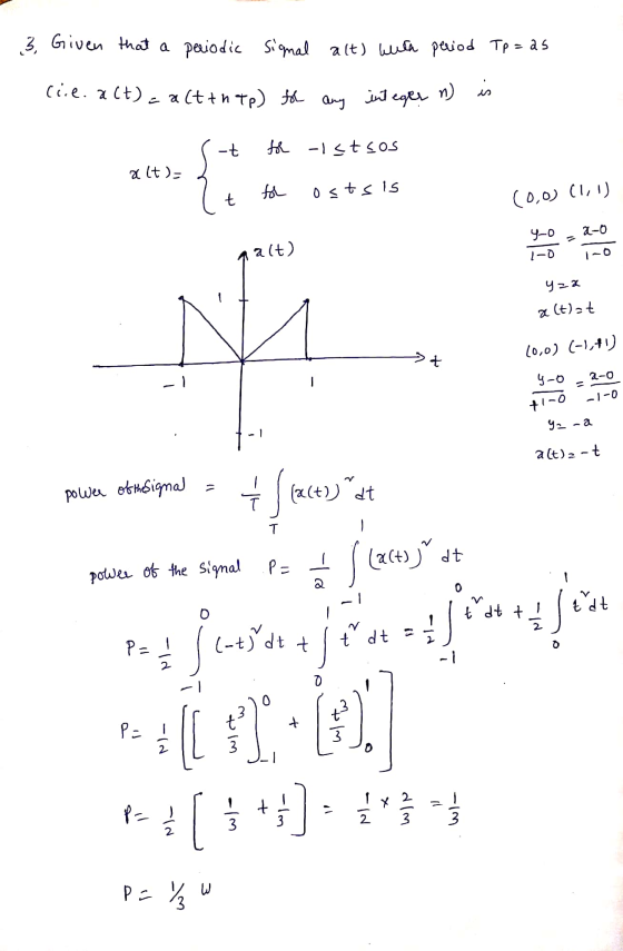 3. Given that a periodic signal alt) with period Tp = as Cire. act)=alttn Tp) for any integer ny for -Istsos rt alt)- 2 t for