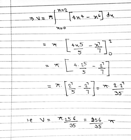2 NE [474 - n] dn Mso 2 大 45 곡] 1 4.25 2 7 1 大. ។ 2. 5 x 2.2 7 155 e V= 25 35 = 256 35