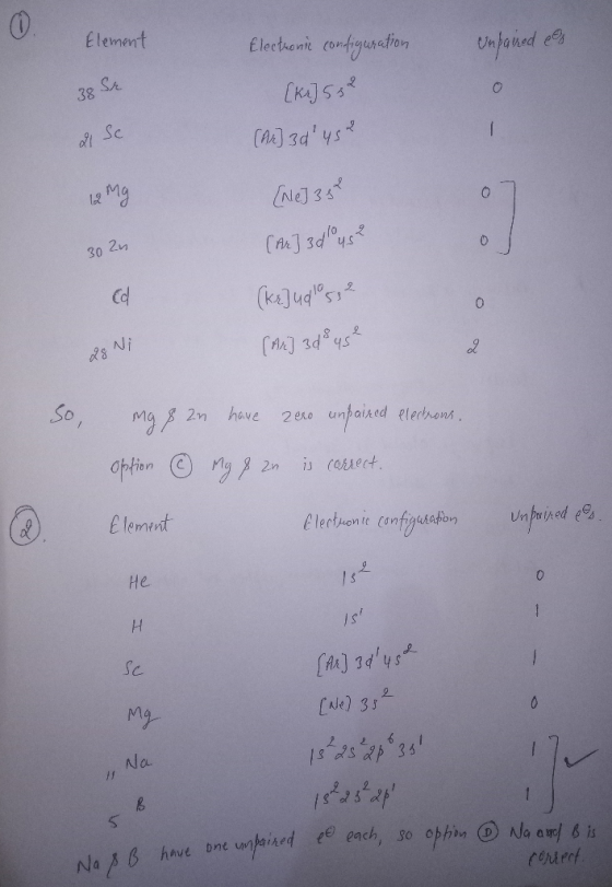 0 Element Electronic configuration Unpaired ees [ke]552 - (Ar]3d 452 12 mg (Ne] 35 (Ar]3d 4s (kɛ]udios 2 [Ar] 3d5 45² og 28