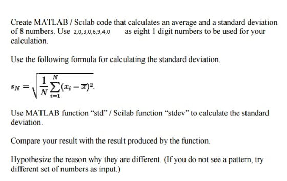 Create MATLAB/Scilab code that calculates an avera