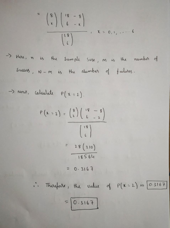 18 -8 6 に2)G) ,X 0, 1-8 umber of thu s Sampu the Suze m is Sulurs the nlumber of tailurs N-M Now, Calulati P(x-2). P(-2) 2 18