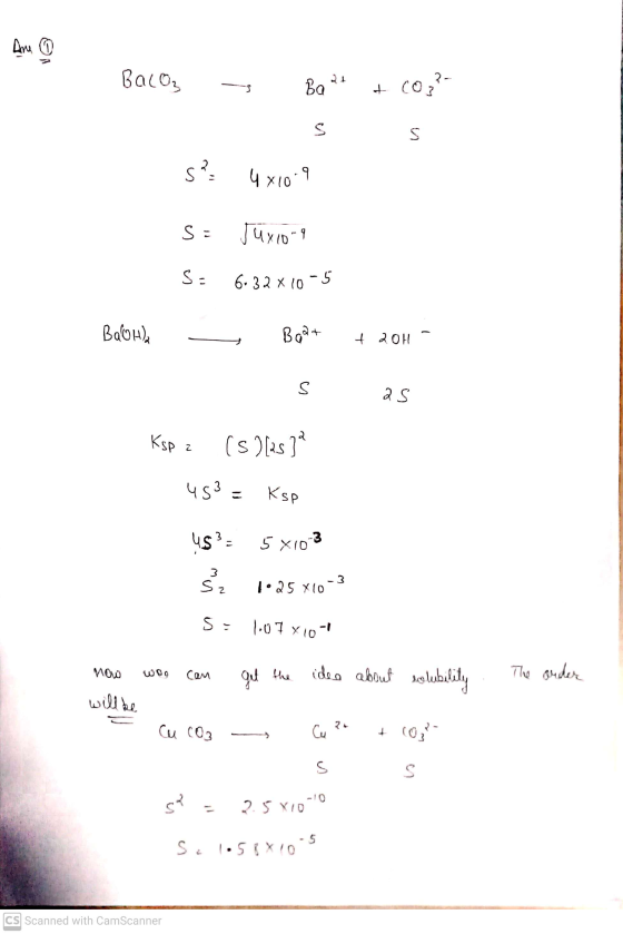 + (03 Ane BacO₂ 7- Boat S S S? 4X10-9 Sa J4x10-9 9 s= 6:32 x 10-5 Воон), Beat + 2OH s as Ksp a (s ) [as]? 453 = Ksp 43 : 5 X1