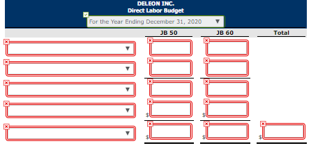 DELEON INC. Direct Labor Budget For the Year Ending December 31, 2020 JB 50 JB 60 Total
