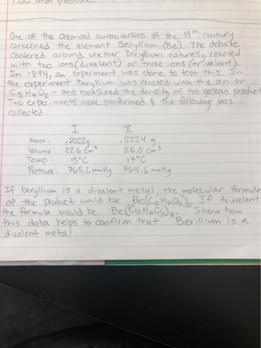 One of the chemical controversies of the 19th century concerned the element Beryllium (Be). The debate Centered around whethe