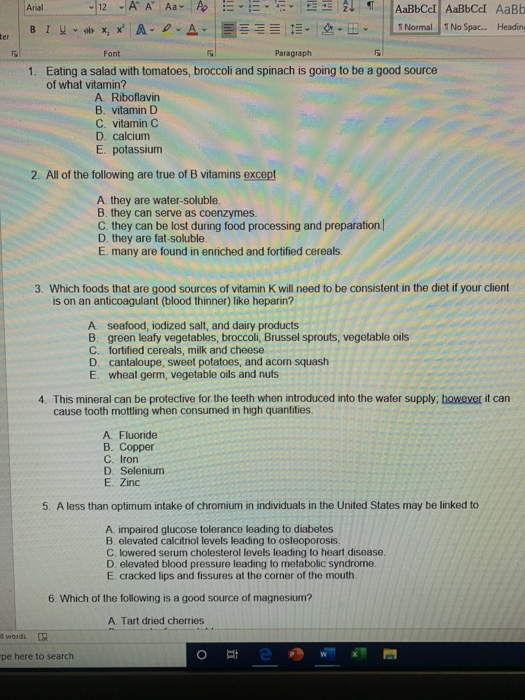 Font Arial 12 - A A Aa Ao 2! AaBbcc AaBbcc Aalb BI X , X ADA - 1 Normal 1 No Spac... Heading Paragraph 1. Eating a salad with