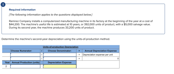 Required information [The following information applies to the questions displayed below.] Ramirez Company installs a compute