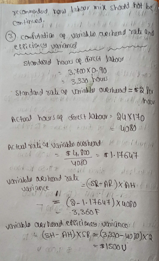 recommended now laboor mixe should not be continued Militer 3,330 hours no dos trahi hoor roola (3) computation of variable o