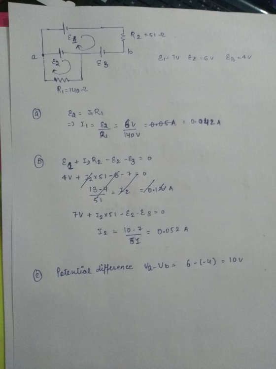 -51-2 2: 10 εκ ες, ε, αν 22 R = 1402 @ E = IRI = I, = 2 = &v=b05A = 0.942 A R THOU 6 & + Ig R2 - E2 - Ez = 0 40+ / 2 x 51-8-7