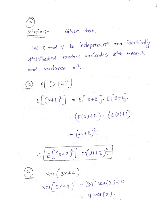 Solution : Given that, het x and y be independent and identically distributed random variables idth mean Il and variance on?