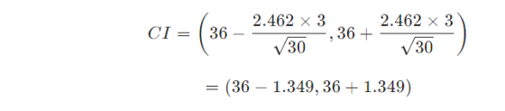 CI = 36 2.462 x 3 ,36 V30 2.462 x 3 V30 (36 – 1.349, 36 + 1.349)
