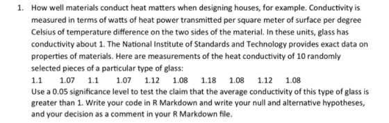 How well materials conduct heat matters when designing houses, for example. Conductivity is measured in terms of watts of hea