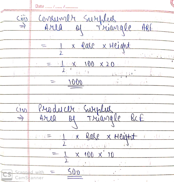 Date -- - cil = consumer Surplus ААШ 0 ТЯiaмлale A&E 2 x gаkе у неіgnѕ. х 100 х 20 2 1 ciu . producer area of Surplus Triangl
