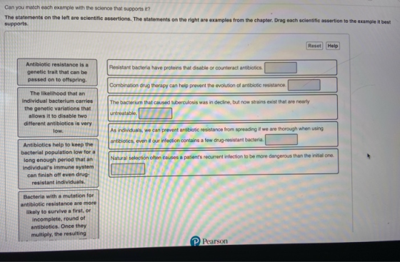 Can you match each example with the science that supports it? The statements on the left are scientific assertions. The state
