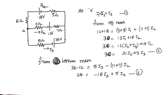 At d 5n &V trom tp mesh (1 S+ 2+1 8 30 13 g T2 36V 30 13() 2 31I2H3 I3 30= Vottom meh 5T3-1+ -18 5 I 36-12 24 2